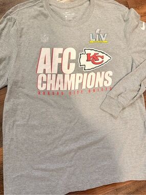 Nike Gray AFC Champions Long Sleeve Tee with Kansas City Chiefs Logo